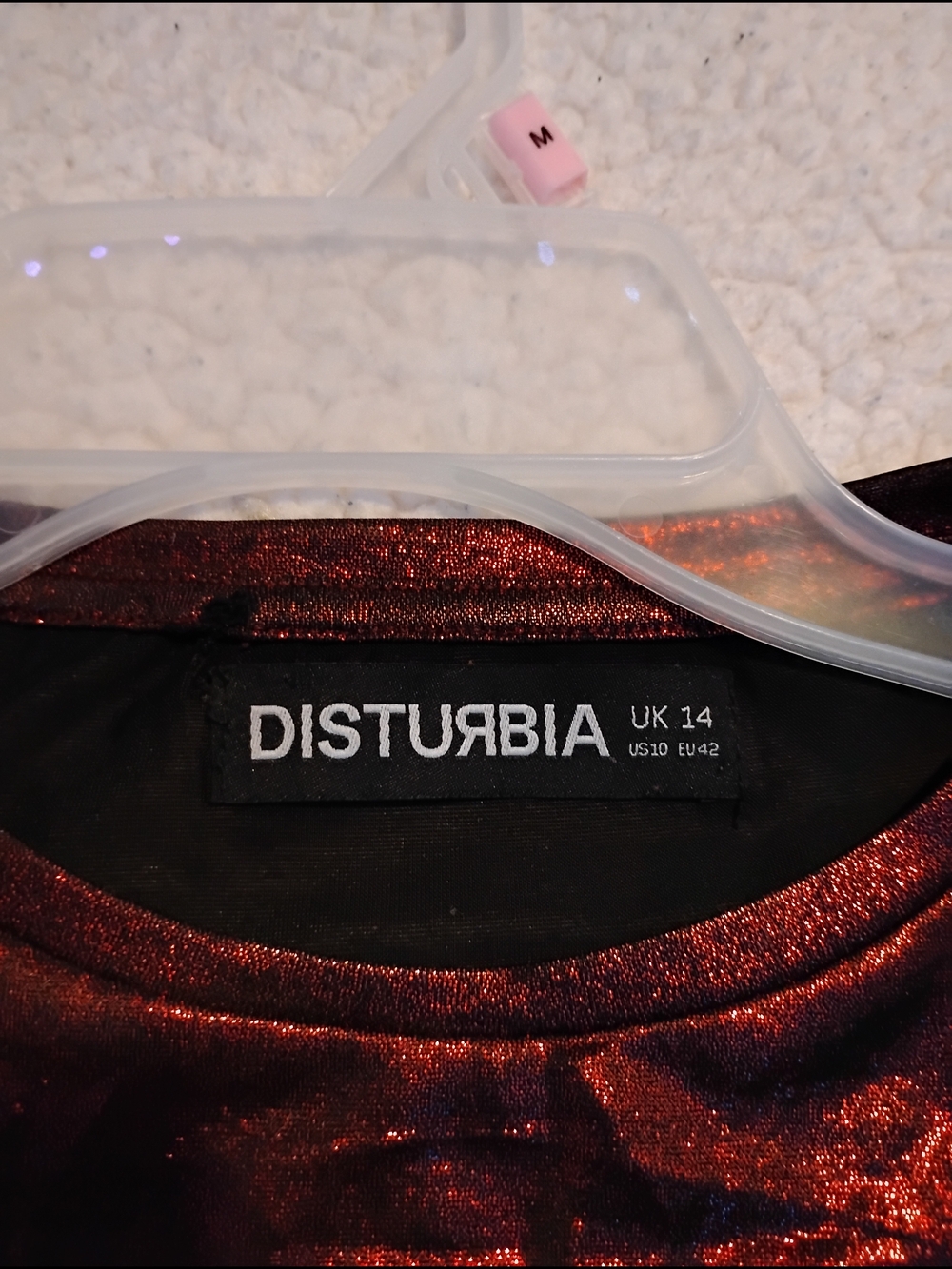 DISTURBIA Shimmery Red Crop Long Sleeve Top - Picture 2 of 4